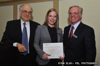At the event (from left) Abraham Brodt, Professor and Director of the Kenneth Woods Portfolio Management Program, Meaghen Annett, Calvin C. Potter Fellow, and Kenneth Woods, MBA 75.
